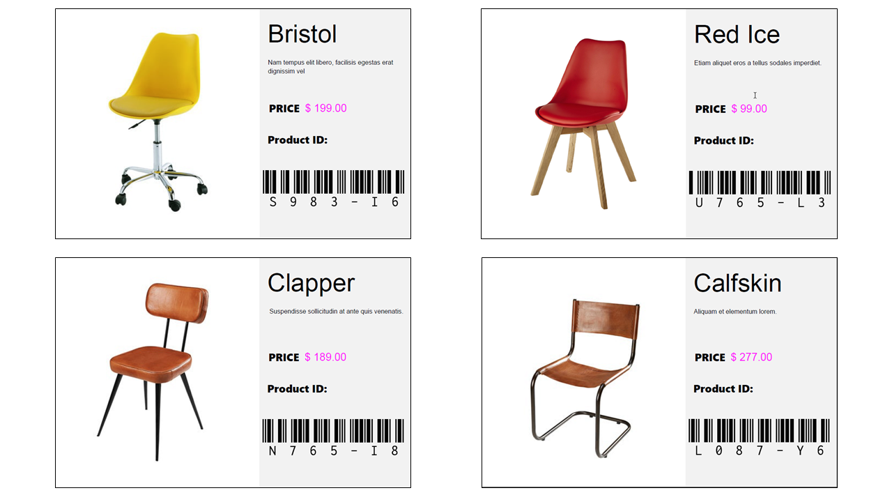 Product label examples for Code 39